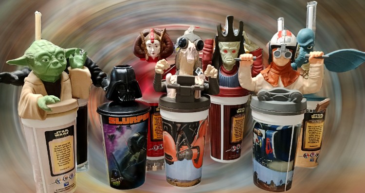 STAR WARS SLURPEE MUGS available at BAHOUKAS ANTIQUE MALL in Havre de Grace, MD
