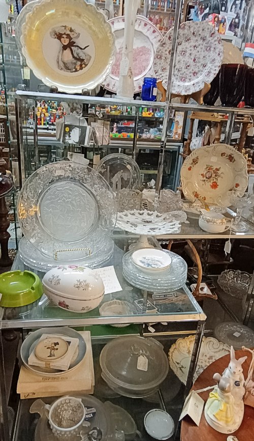 plates, serving dishes, misc figures and more - half price if marked "BK" at Bahoukas Antique Mall in Havre de Grace