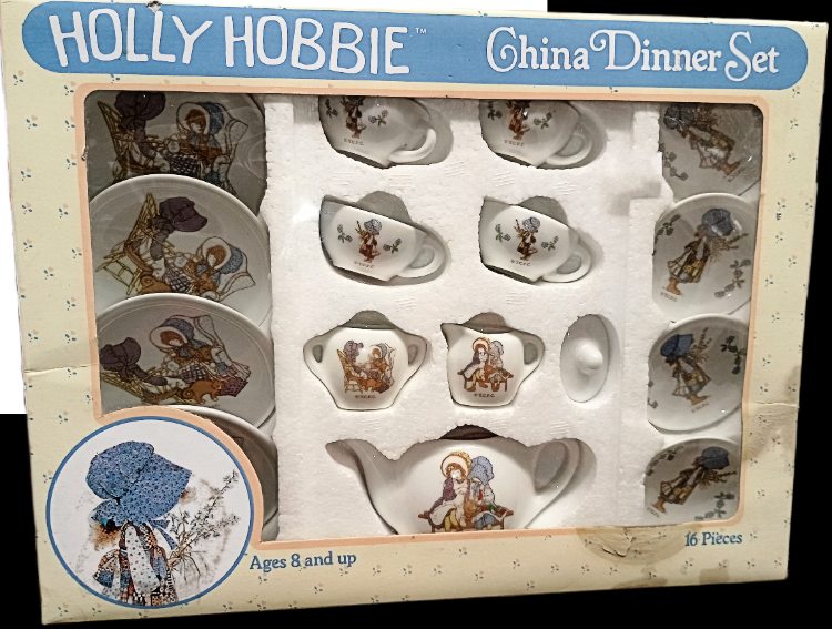 one of many porcelain children's tea sets - Holly Hobbie - available at BAHOUKAS ANTIQUE MALL in Havre de Grace MD