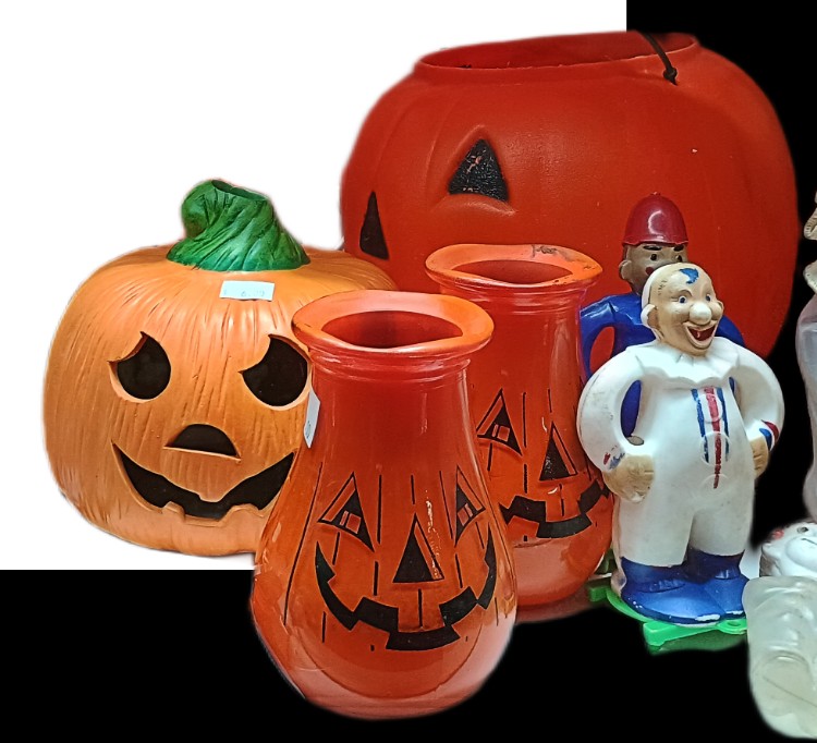 A sampling of Halloween decorations available at BAHOUKAS ANTIQUE MALL in Havre de Grace MD