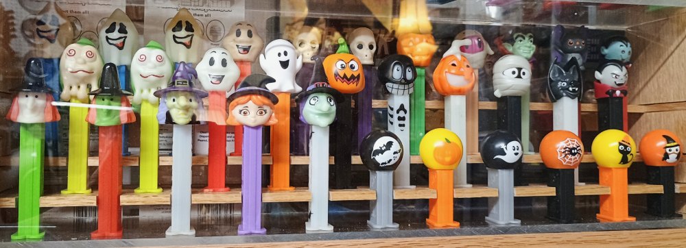 A sampling of Halloween PEZ collectibles available at BAHOUKAS ANTIQUE MALL in Havre de Grace MD