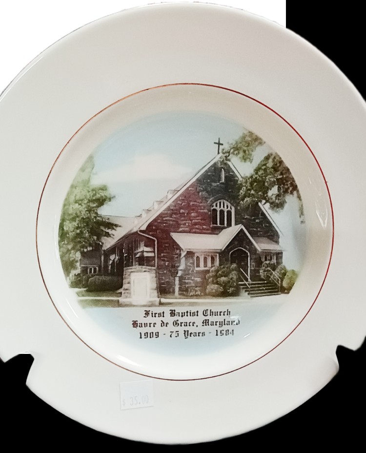 Collector-plates-First Baptist Church in Havre de Grace, MD - available at BAHOUKAS ANTIQUE MALL in Havre de Grace