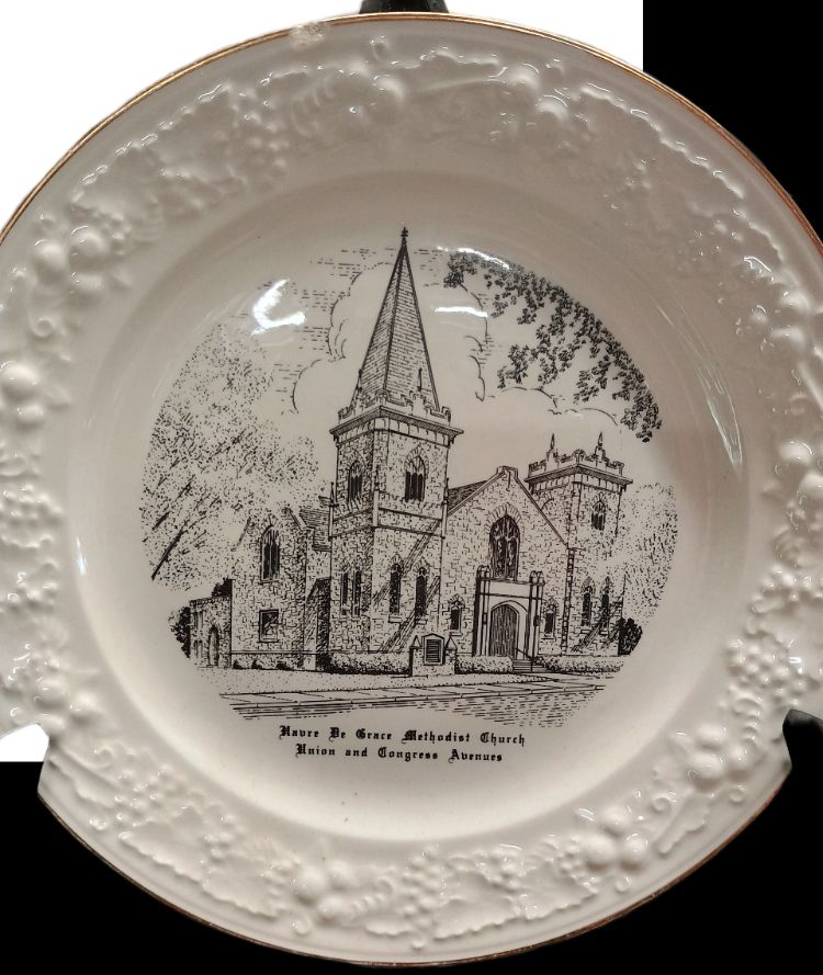 Collector-plates-Havre de Grace Methodist Church in MD - available at BAHOUKAS ANTIQUE MALL in Havre de Grace