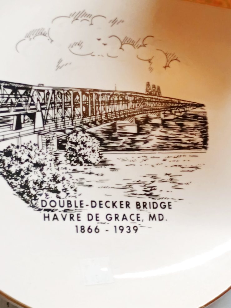 Collector-plates-Double-Decker Bridge - Havre de Grace, MD - available at BAHOUKAS ANTIQUE MALL in Havre de Grace