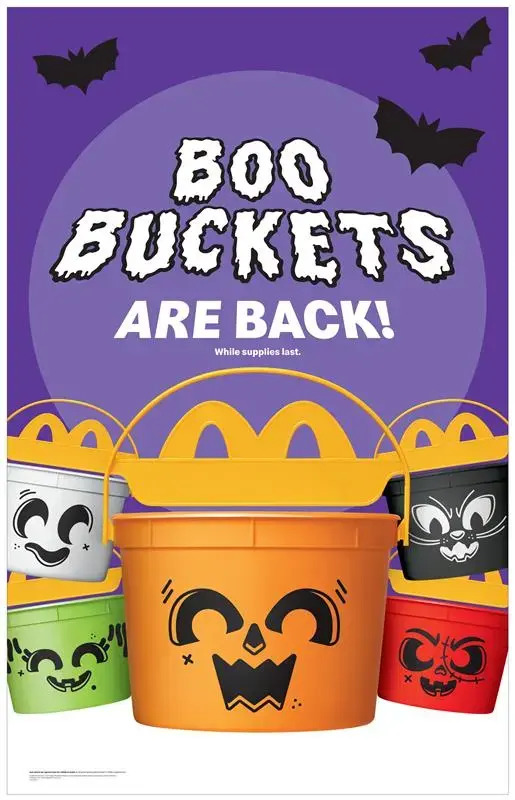 Boo Buckets are Back this October 2025 at participating McDonald's - learn more at BAHOUKAS ANTIQUES in Havre de Grace
