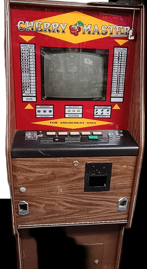Cherry Master floor model slot machine - great to add to your collection or a gift idea available at BAHOUKAS ANTIQUE MALL in Havre de Grace