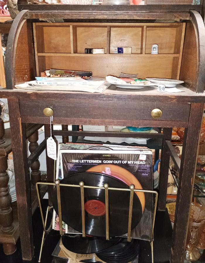 Child's wooden roll top desk and a few records - 50% OFF if marked 'BK' - available at Bahoukas Antique Mall in Havre de Grace MD